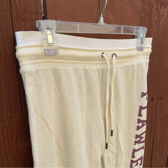 Cream Sweatpants with Purple 'FLAWLESS' Print - Picture 9 of 12